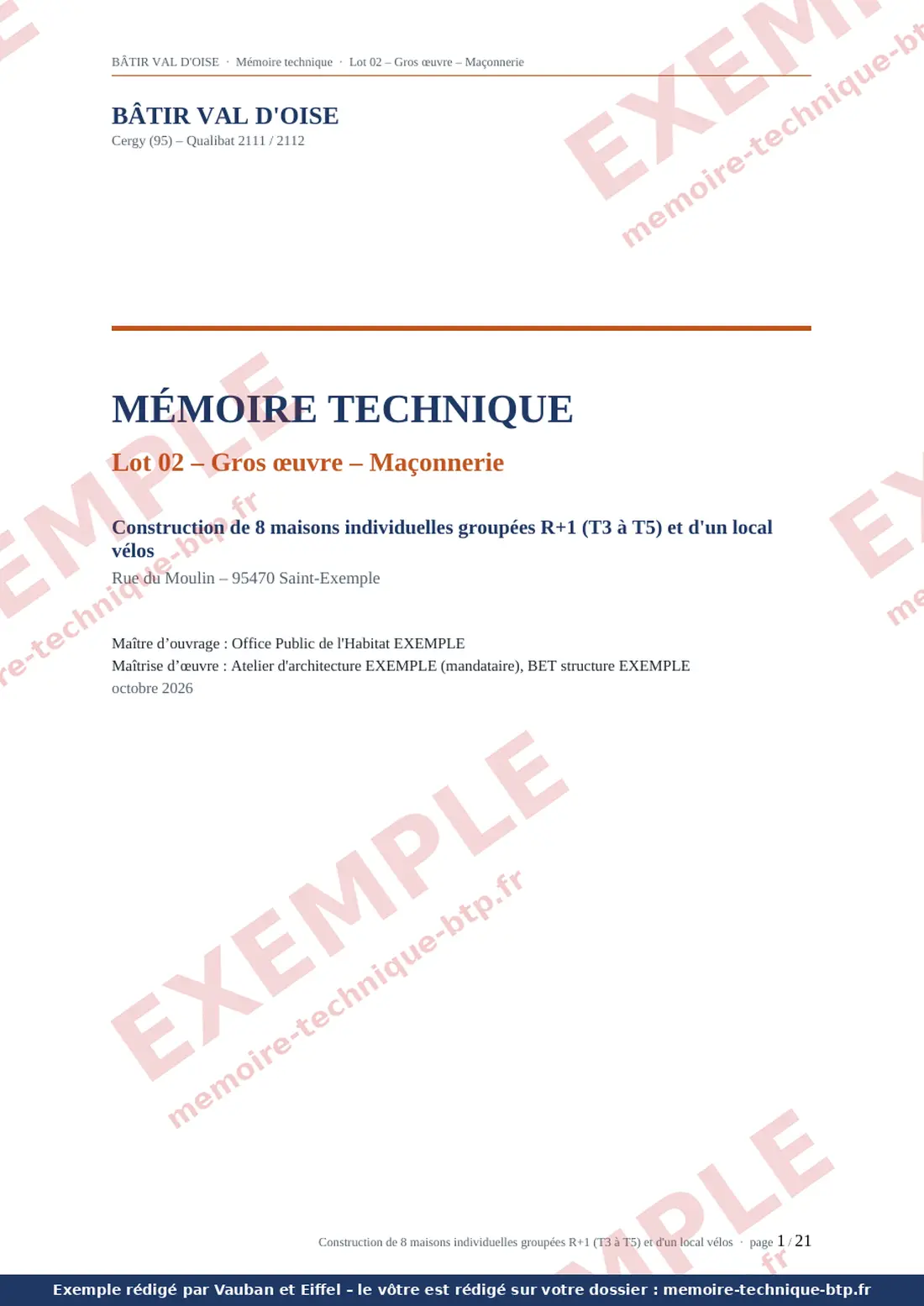 Exemple de mémoire technique, page 1